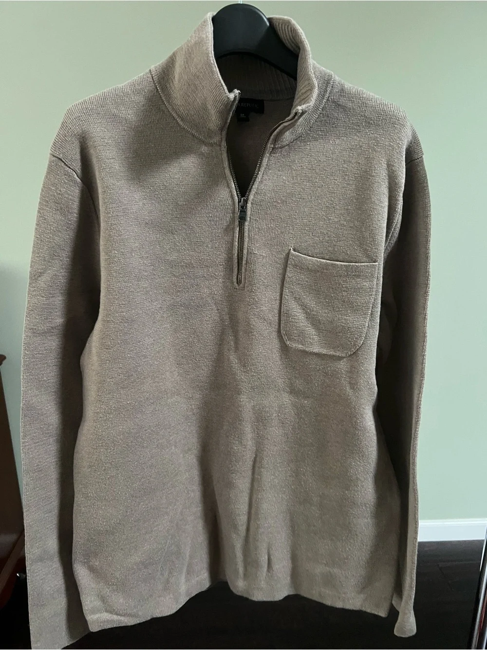 Quarter-Zip Pocket Sweater - Taupe